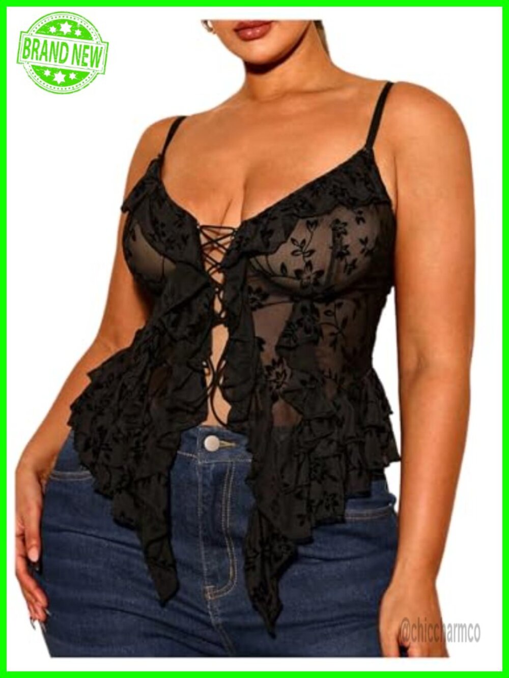 Plus Size Sexy Asymmetrical Cami Top Lace Up Y2K Summer Going Out